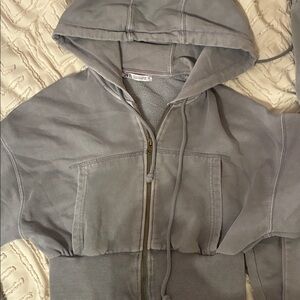 Zara gray cropped zip up and sweat pants set